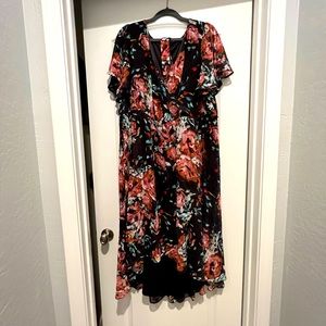 Torrid grey floral high low tie dress